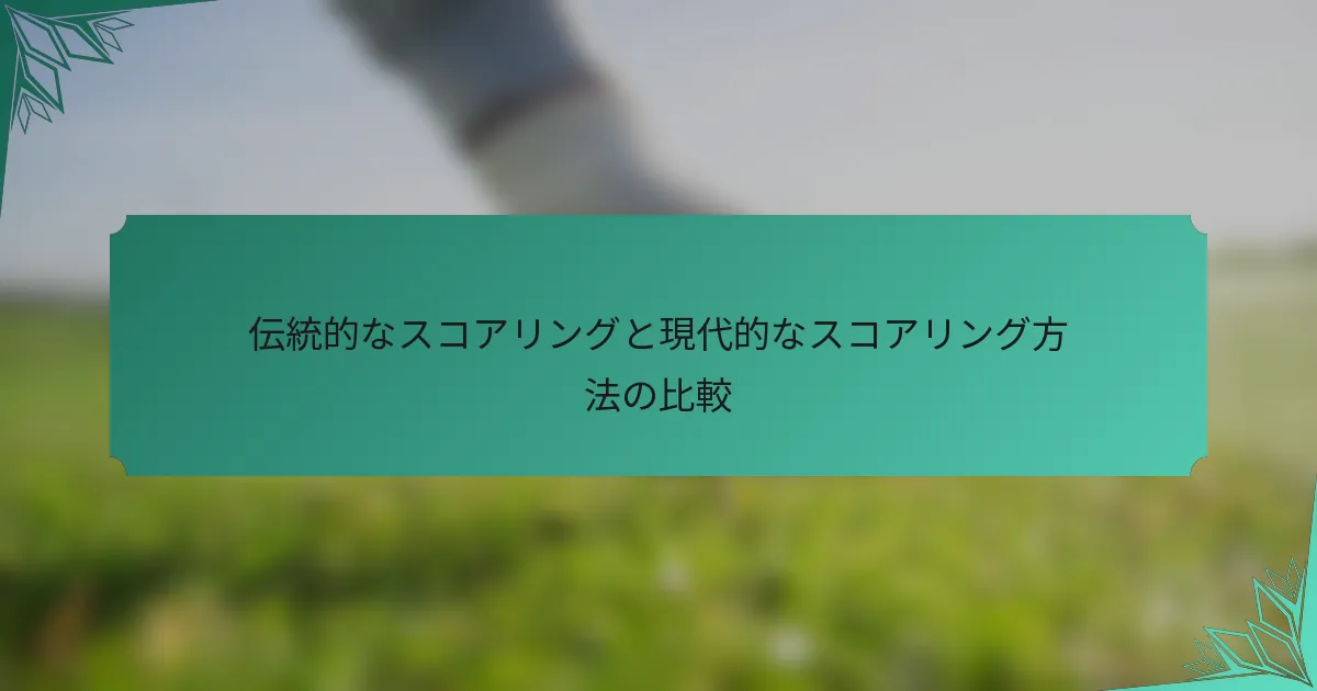伝統的なスコアリングと現代的なスコアリング方法の比較