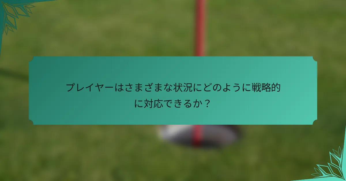 プレイヤーはさまざまな状況にどのように戦略的に対応できるか？